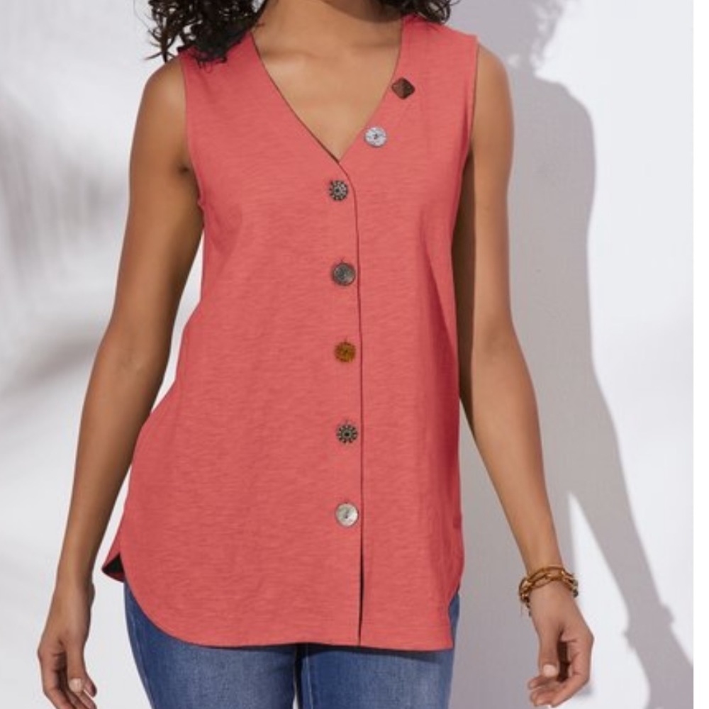 # Soft Surroundings Sleeveless Delia Tunic Rosebud 2X
